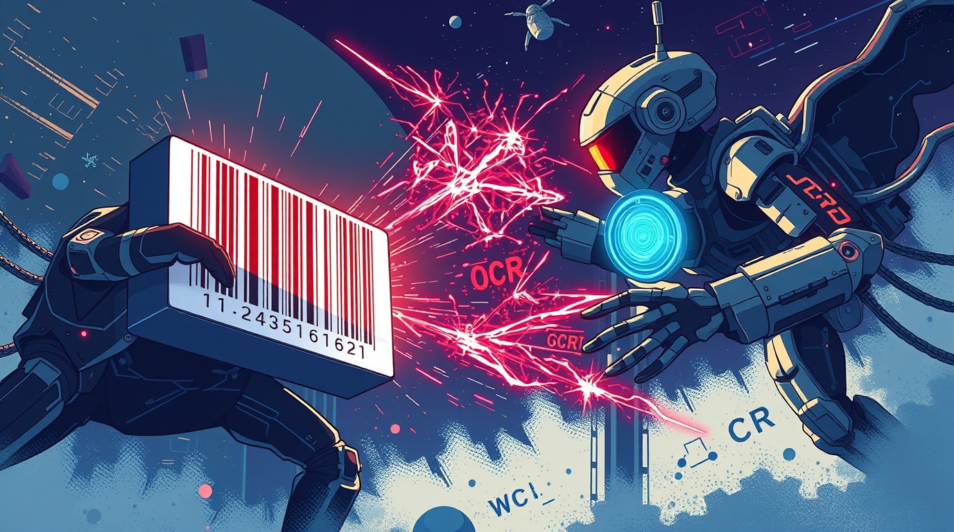 Image depicting a fight between OCR and barcodes