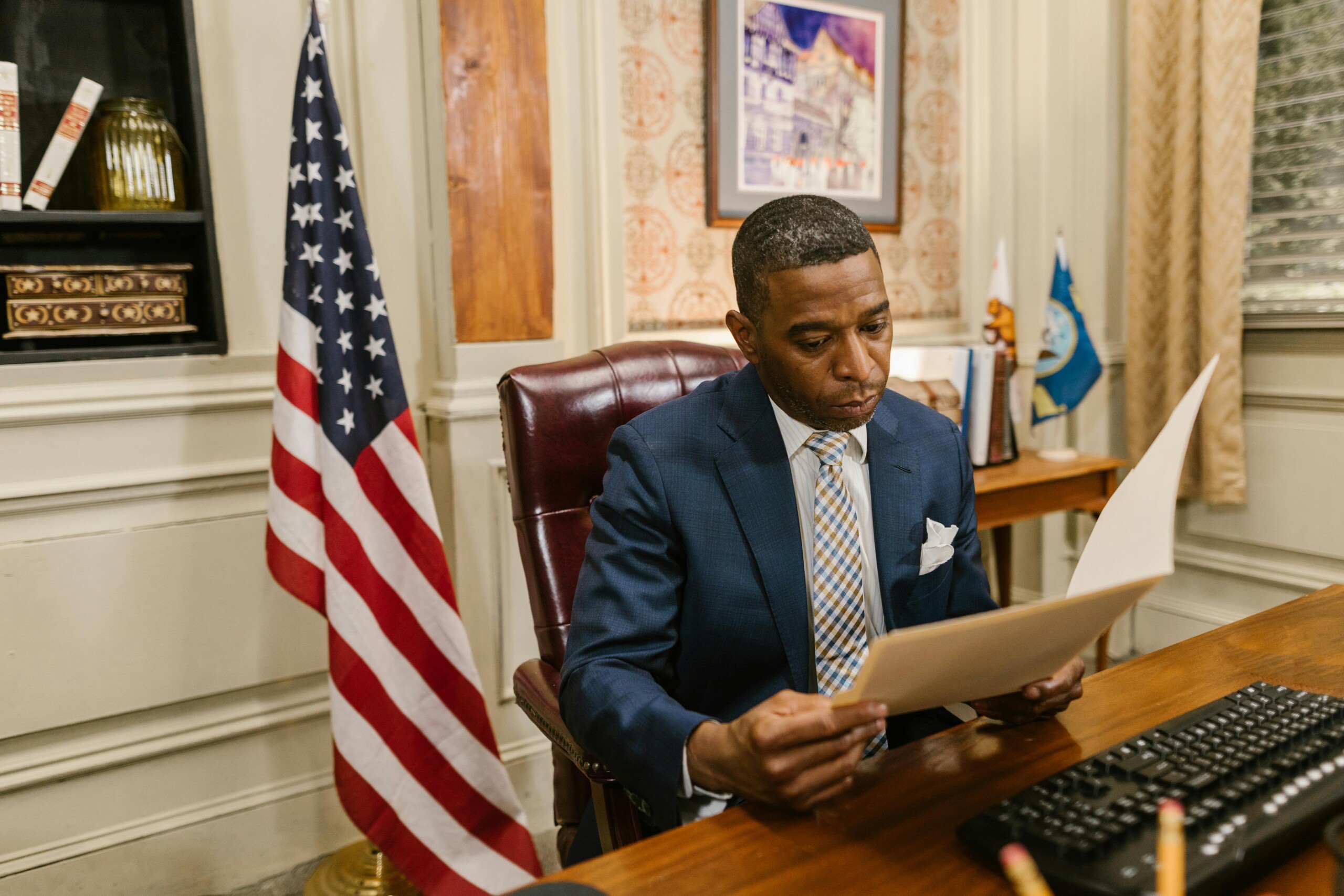Black Senator working on a bill