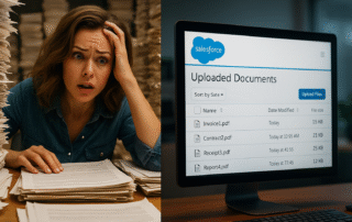 woman stressed over salesforce document uploads