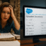 woman stressed over salesforce document uploads